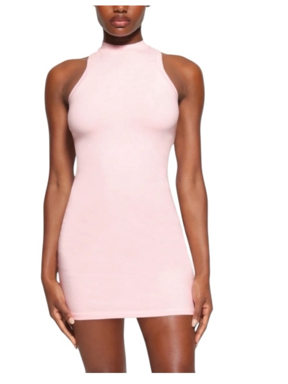 SKIMS New Vintage Tank Mini Dress Light Pink Racerback NWT Size M stretch cotton